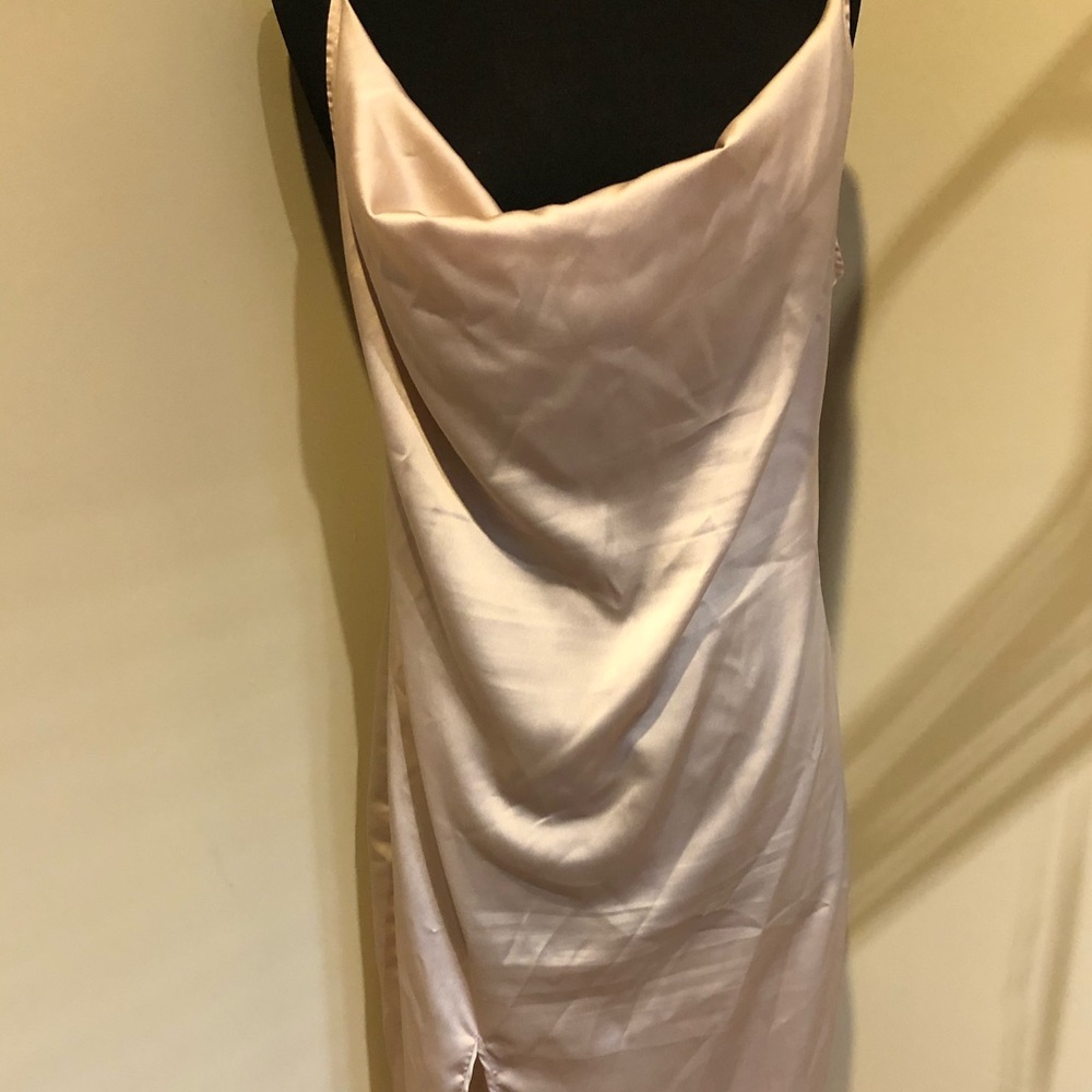 Champagne satin slip dress